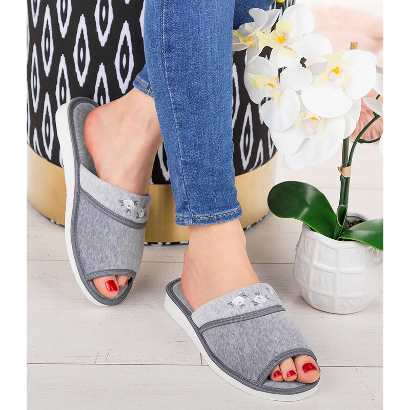 Dámské pantofle Natural Style NS-054 šedé 114871546