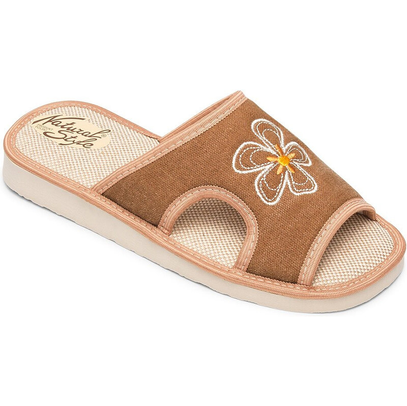 Dámské pantofle Natural Style NS-012 hnědé 114871542