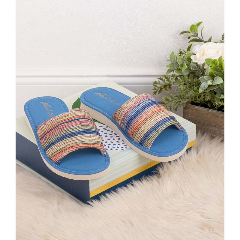 Dámské pantofle Natural Style NS-034 modré 114871554