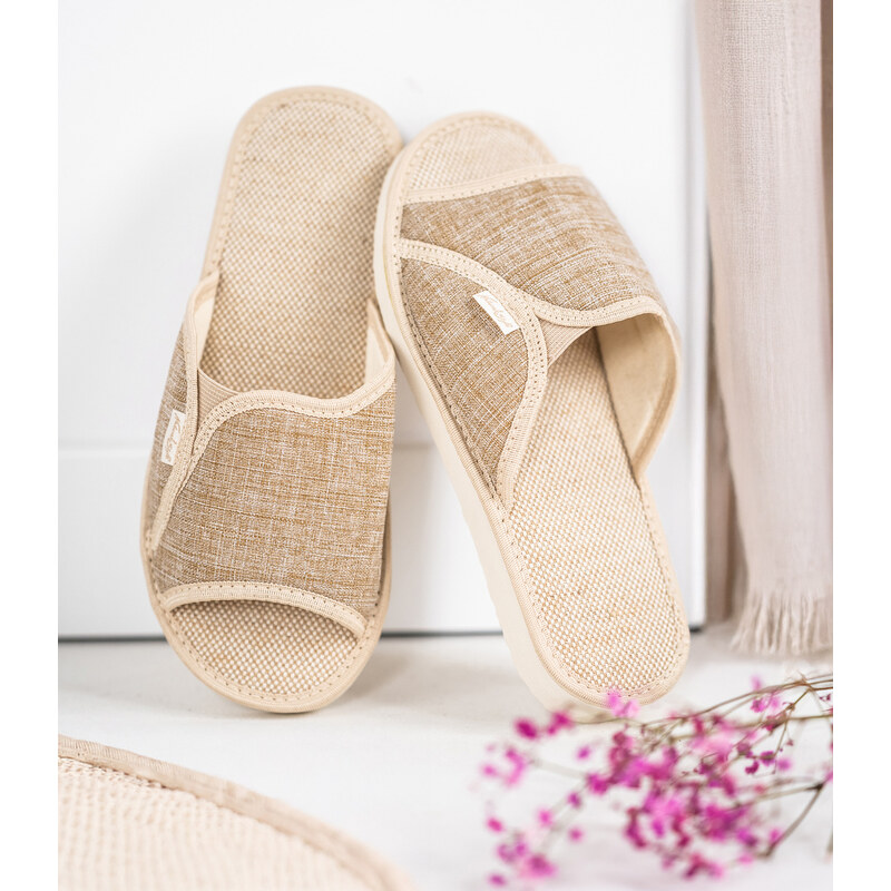 Dámské pantofle Natural Style NS-007 béžové 114871557