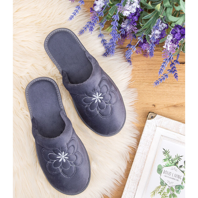 Dámské pantofle Natural Style NS-011 šedé 114871562