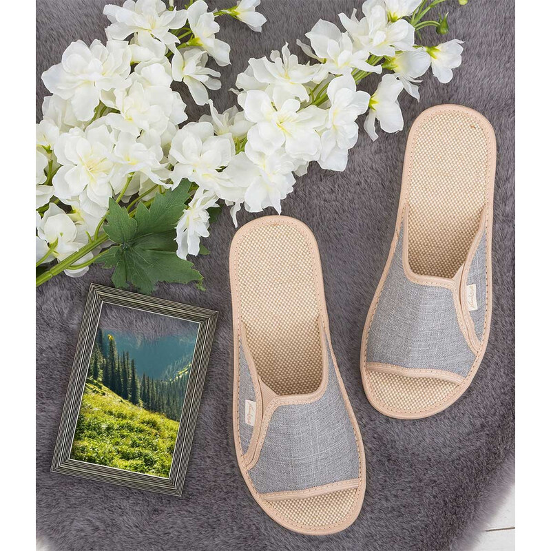 Dámské pantofle Natural Style NS-007 Šedobéžové 114871570