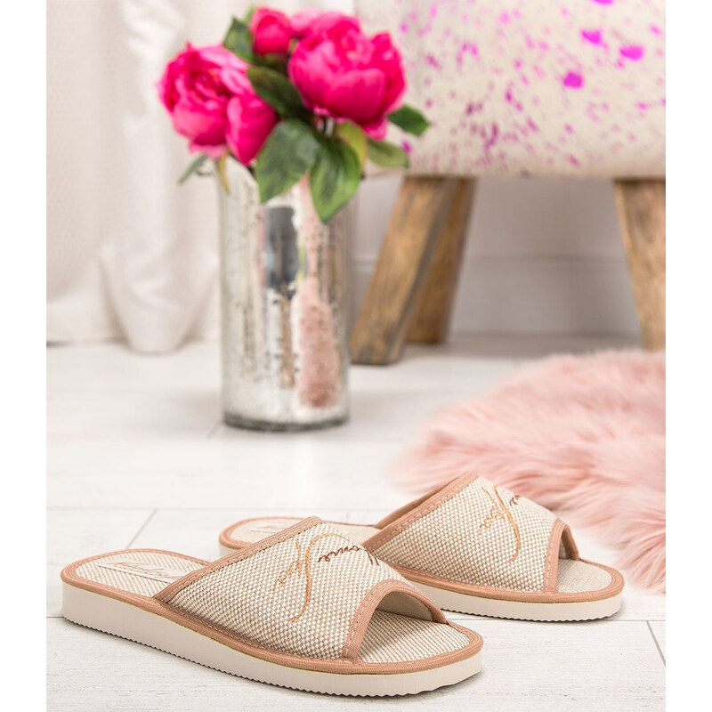 Dámské pantofle Natural Style NS-015 Béžové 114871611