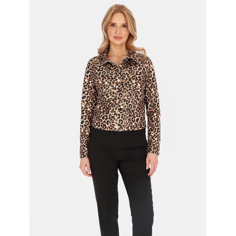 PERSO Dámská krátká leopardí bunda 114871140