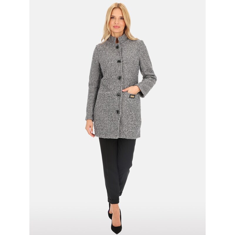 PERSO Dámský kabát se stojáčkem z látky shearling 114871162