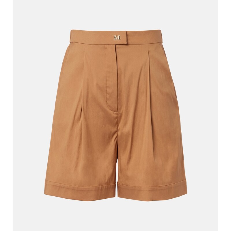 Max Mara Medeola pleated cotton-blend Bermuda shorts