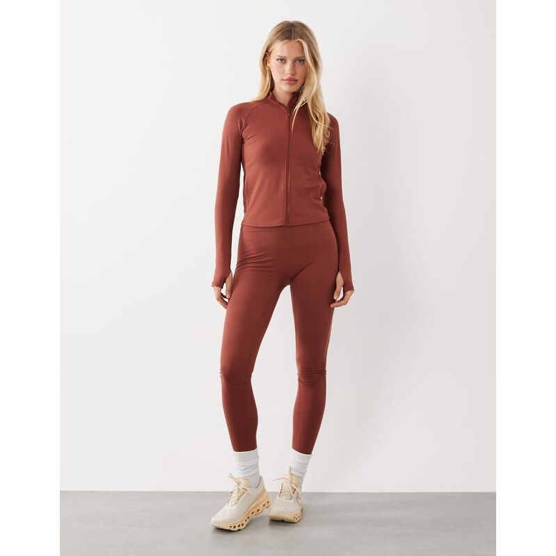 4505 Icon soft touch high waist yoga legging in amber-Brown