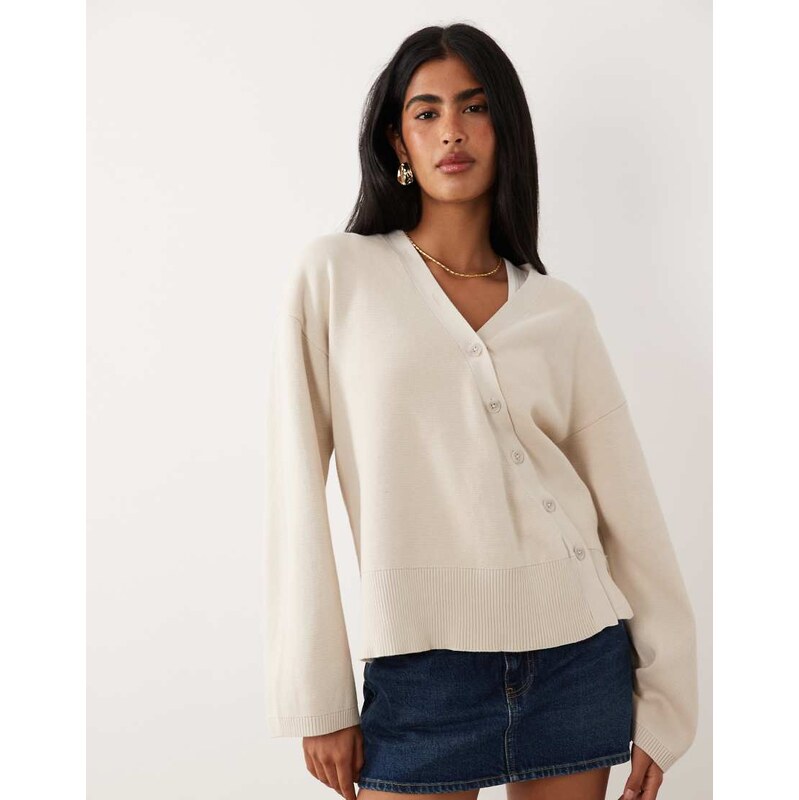 Gina Tricot asymmetric cardigan in beige-Neutral