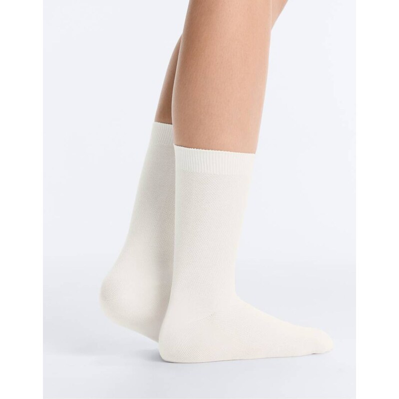OYSHO 3 pairs of cotton blend classic pique socks in yellow 114873681
