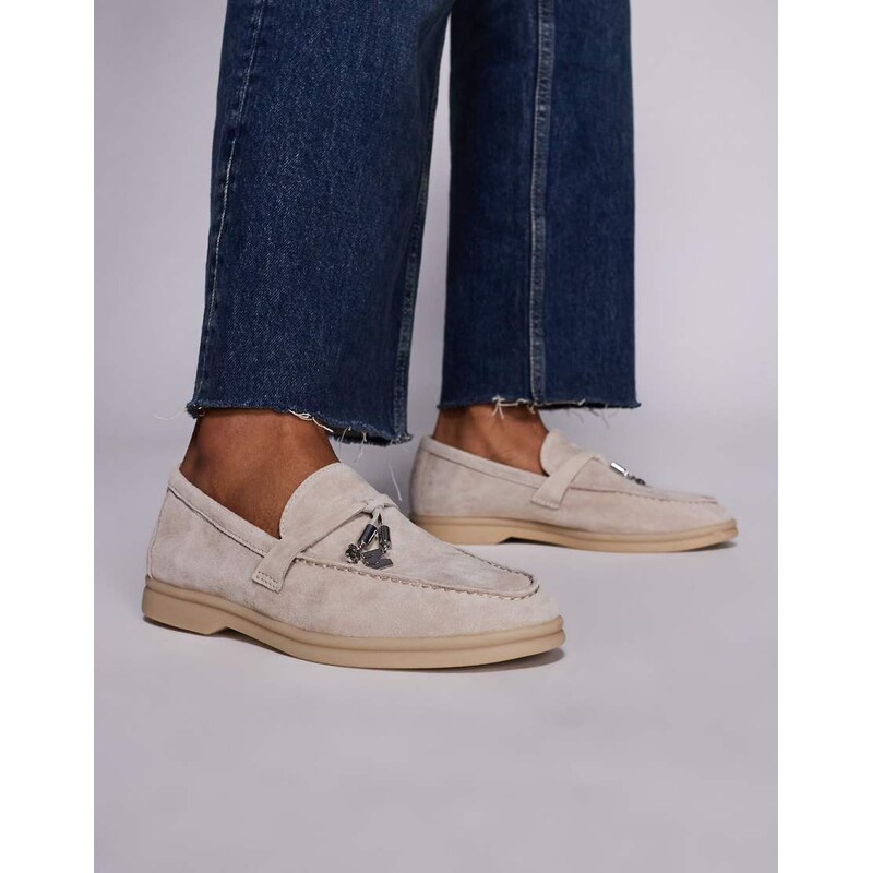 Steve Madden Portland loafers in bone suede-White 115545776