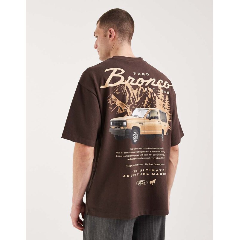 ASOS DESIGN oversized tee with Ford print in Brown