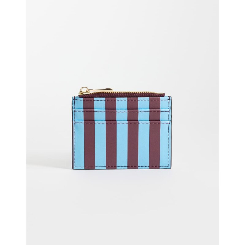 ASOS DESIGN striped cardholder in blue and chocolate-Brown 114935009