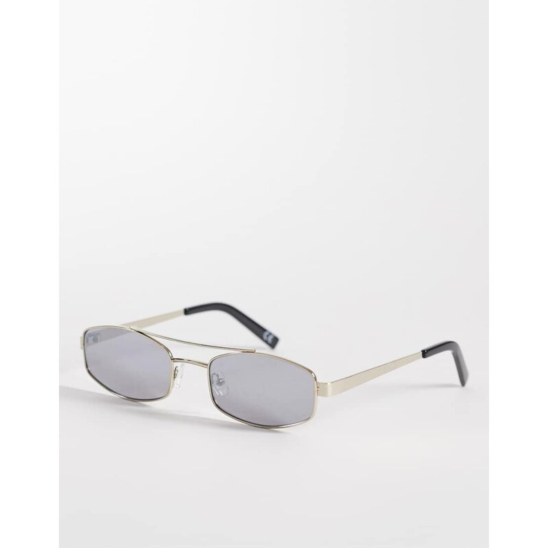 ASOS DESIGN rectangle sunglasses in silver metal frame with