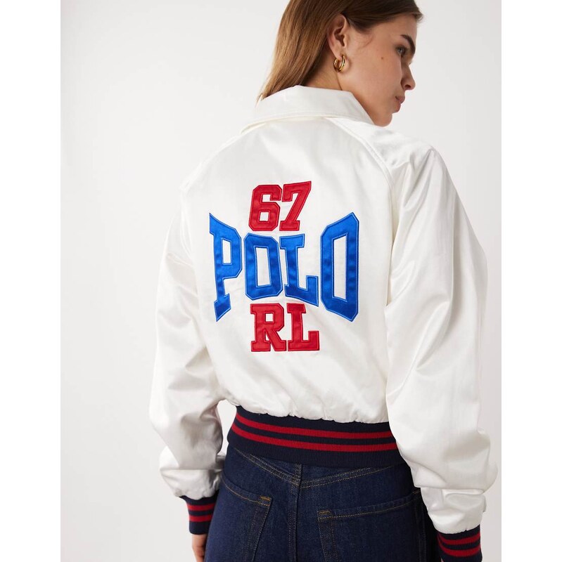 Polo Ralph Lauren graphic bomber jacket in white