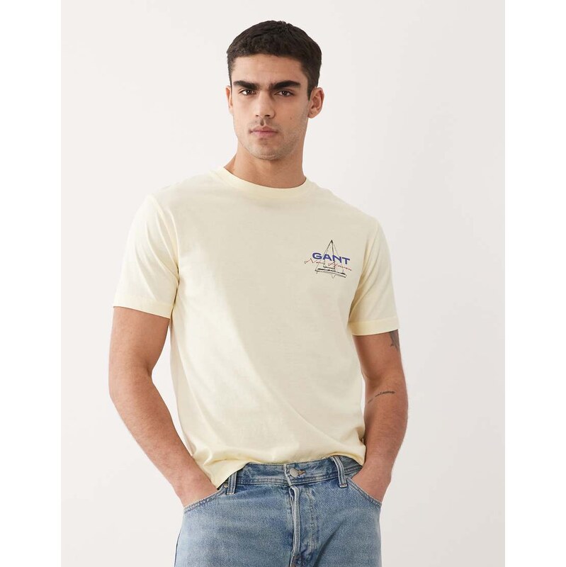 GANT coastal chest print t-shirt in light yellow