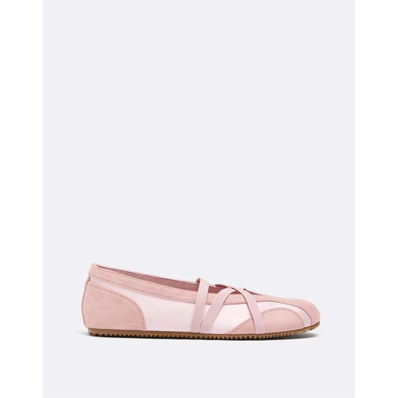 Stradivarius Crossover strap sneakerinas in pink 114896221