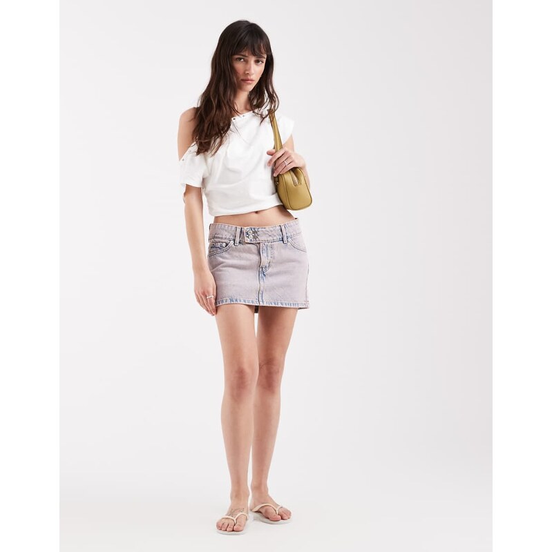 Levis superlow waist denim mini skirt in pink tint