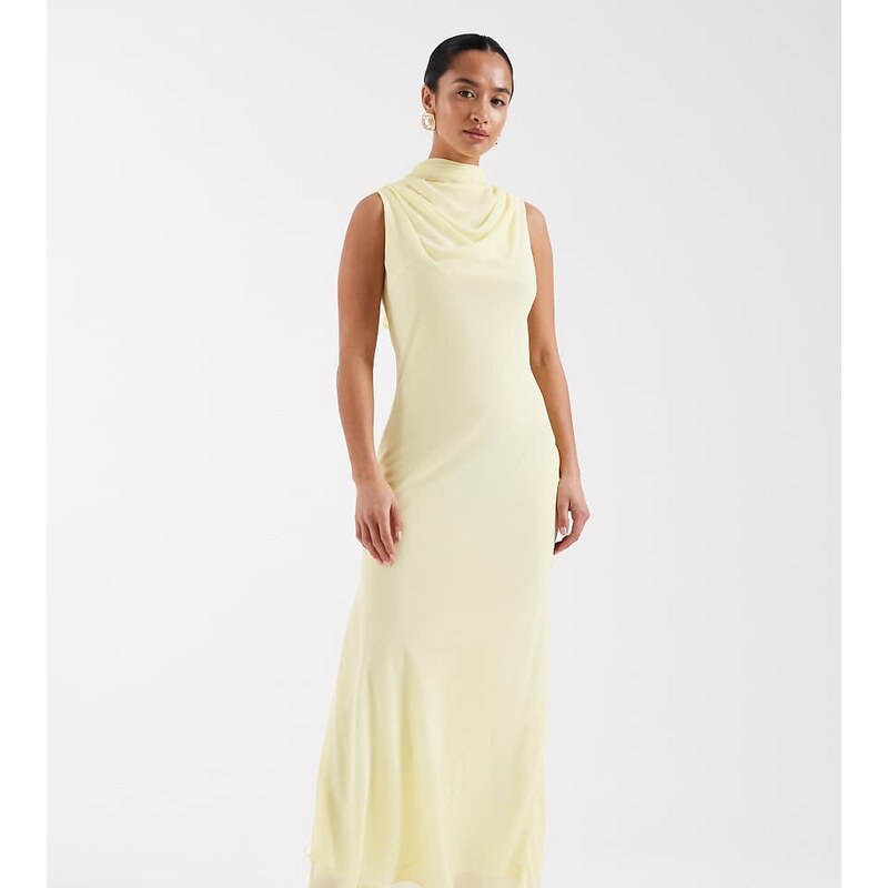 TFNC Petite Bridesmaids high neck chiffon tie detail maxi dress in 115520414