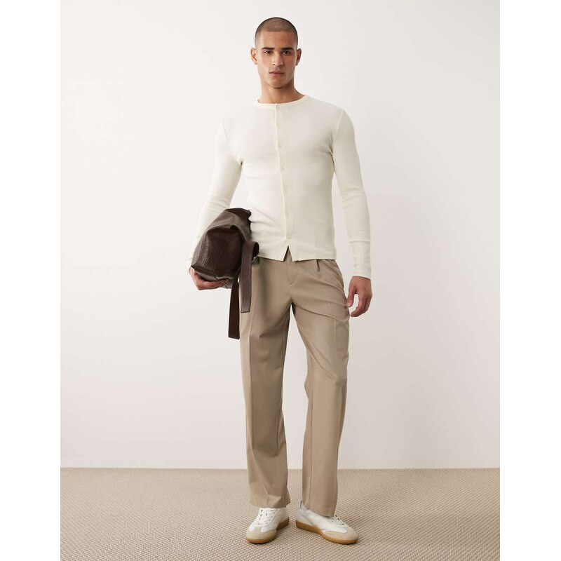 ASOS DESIGN muscle fit long sleeve t-shirt with button through