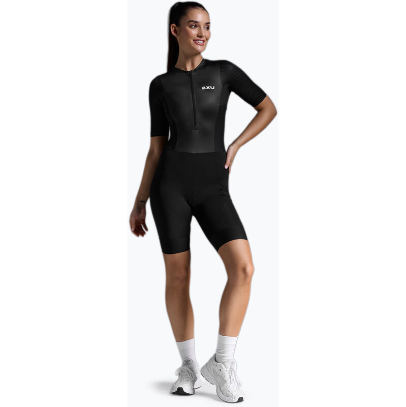 Dámská triatlonová kombinéza 2XU Aero Hex Sleeved black/white