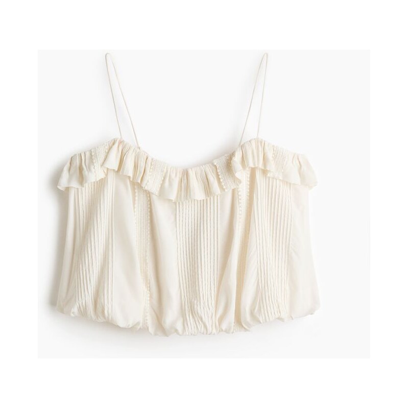 H&M - Top na ramínkas bublinovým lemem - Krémová