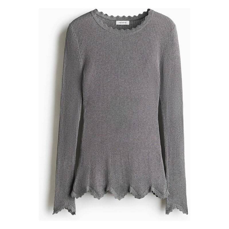 H&M - Třpytivý viskózový top - šedá 114879479