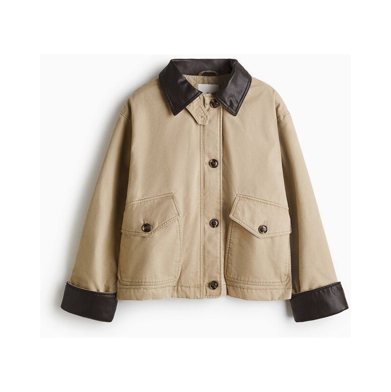 H&M - Vatovaná plátěná bunda - béžová 114879505