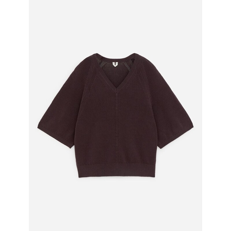 H&M - Pletený tops výstřihem do V - hnědá 114879509