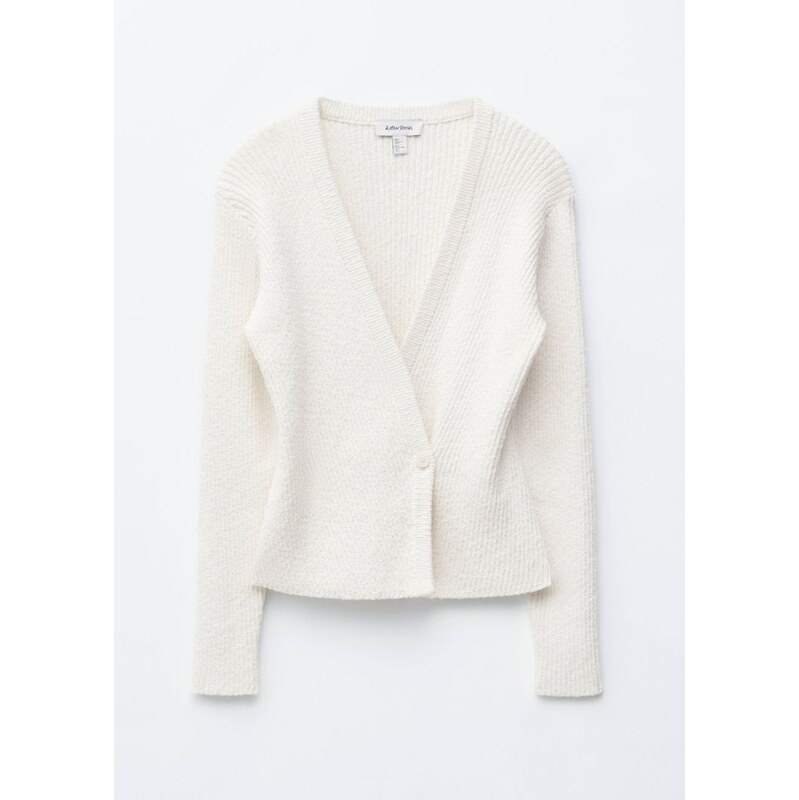 H&M - Žebrovaný bavlněný kardigan - bílá 114879527