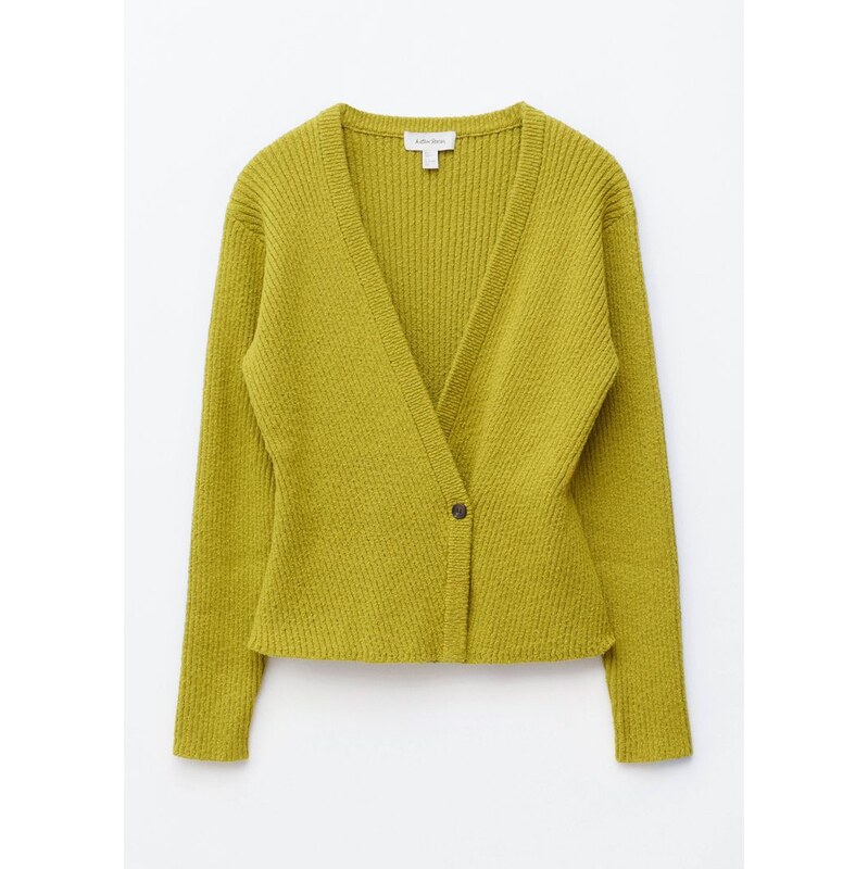 H&M - Žebrovaný bavlněný kardigan - zelená 114879520