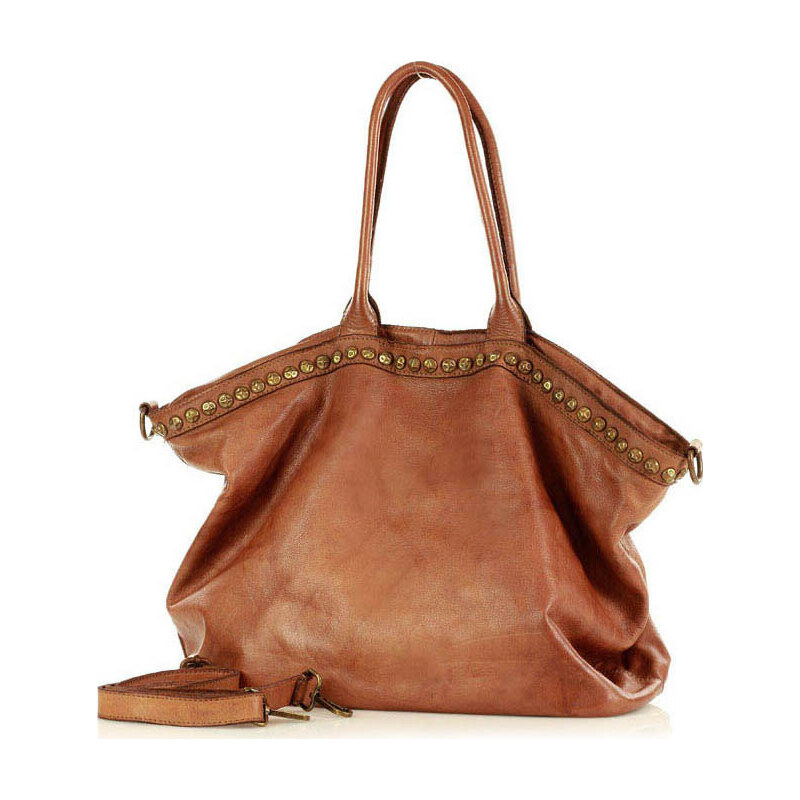 Marco Mazzini Camel dámská shopper kožená kabelka Hnědá 85870872