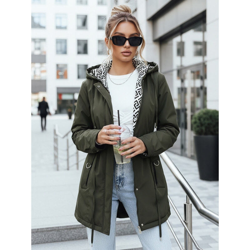 BASIC Dámská parka s odepínací kapucí zelená Tmavě zelená 114880833