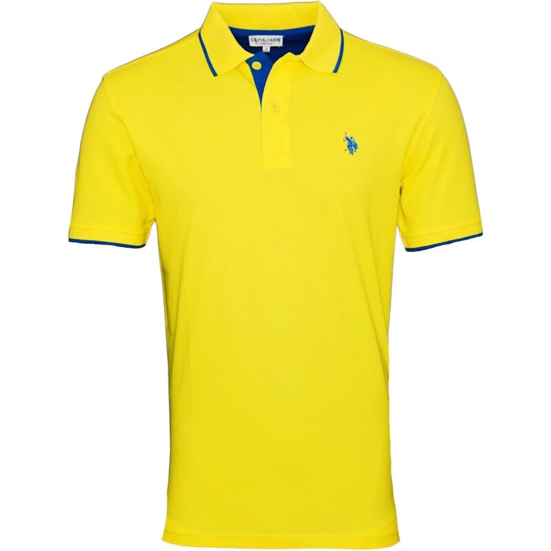 U.S. POLO ASSN. Tričko kobaltová modř / žlutá