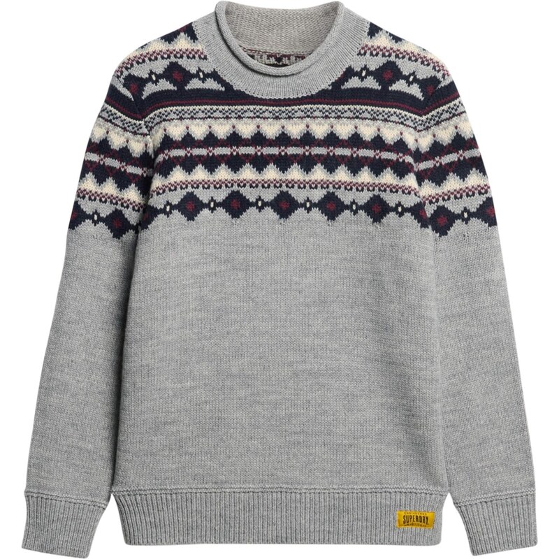 Superdry & Co Svetr FAIRISLE noční modrá / šedý melír / tmavě