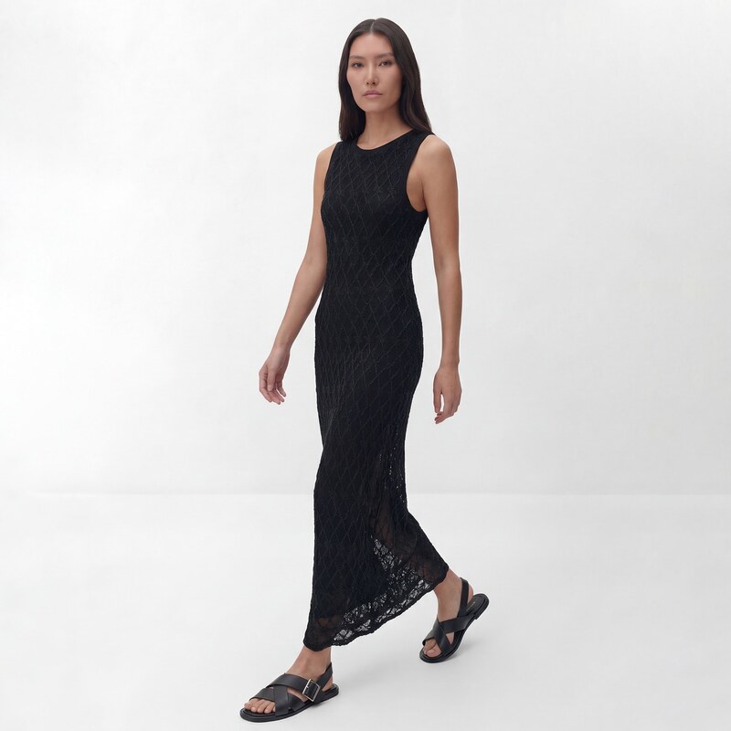 Reserved - Strukturované maxi šaty - černý 114882895