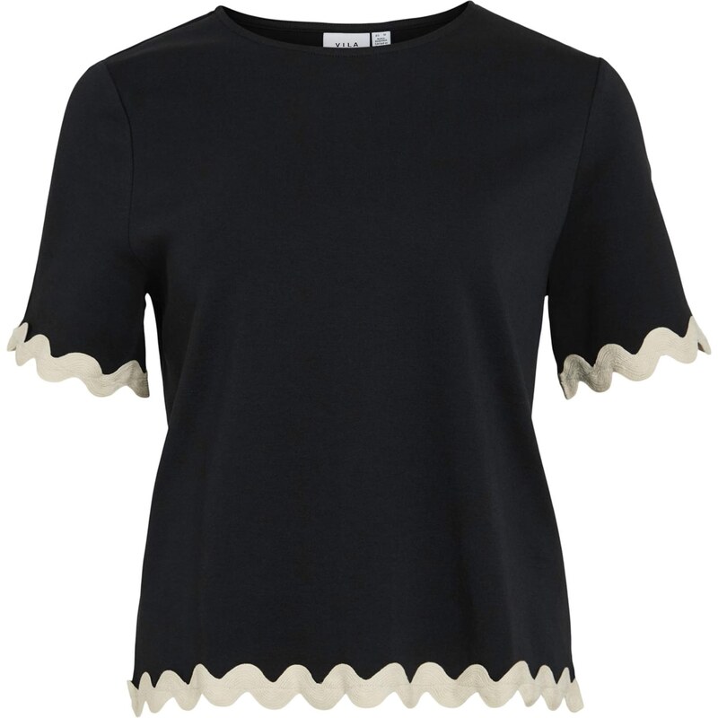 VILA Tričko VICalisa černá / bílá