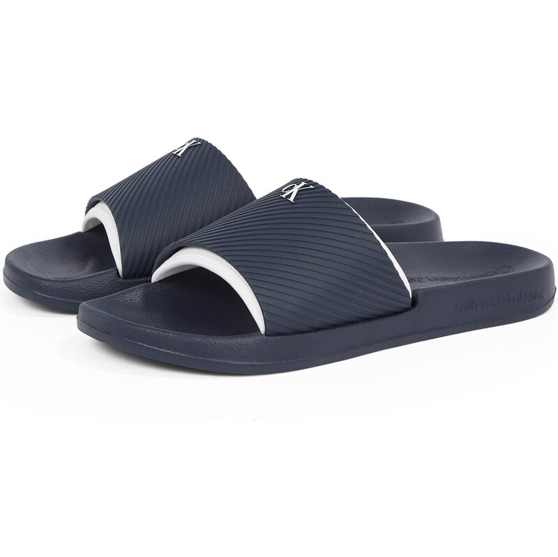 Calvin Klein Pantofle marine modrá / bílá