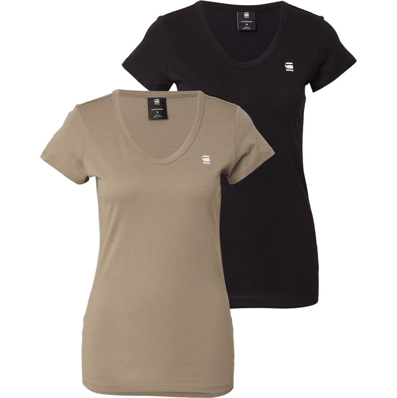 G-STAR Tričko khaki / černá / bílá 114883241
