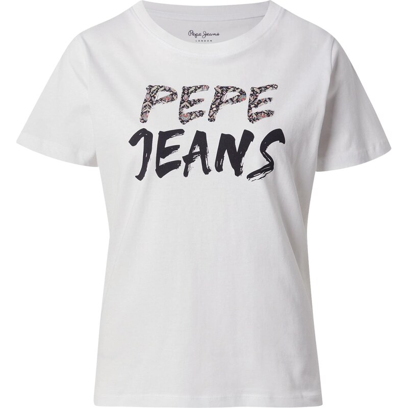 Pepe Jeans Tričko 'FLORAL II' pastelově zelená / pastelově červená / černá / bílá