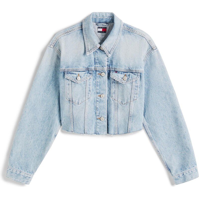 Tommy Jeans Přechodná bunda marine modrá / modrá džínovina / červená / 114883602