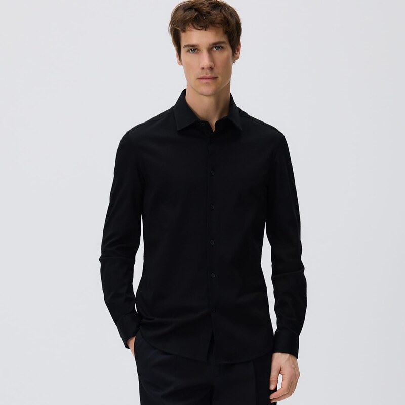Reserved - Košile slim fit z egyptské bavlny - černý