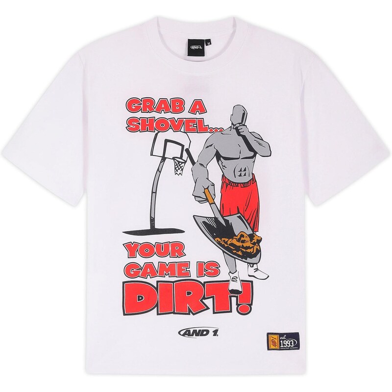 AND1 Tričko Grab a Shovel šedá / červená / černá / bílá 114884757