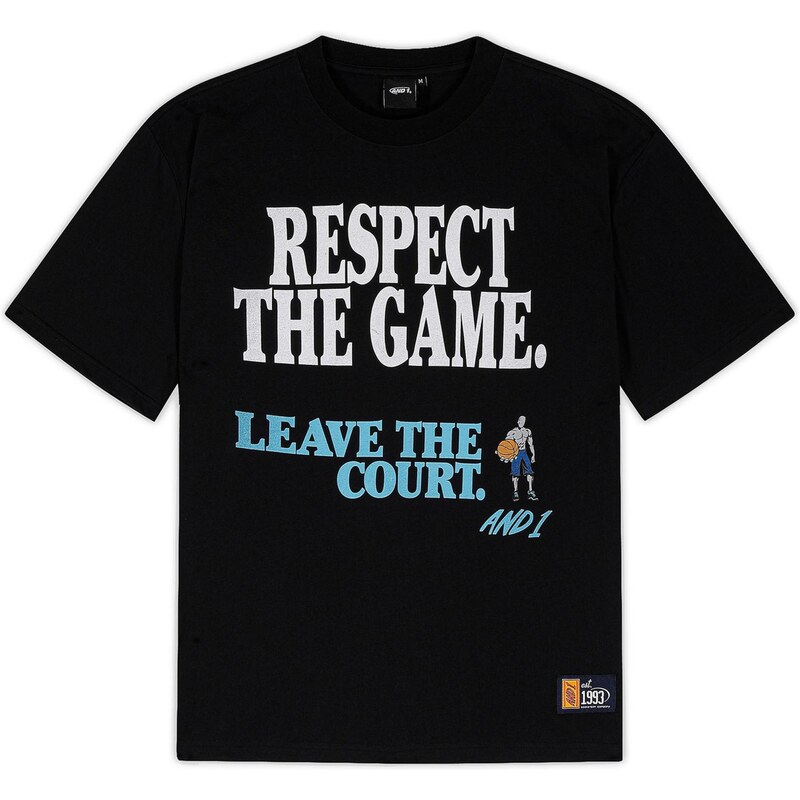 AND1 Tričko Respect The Game azurová / černá / bílá 114884756