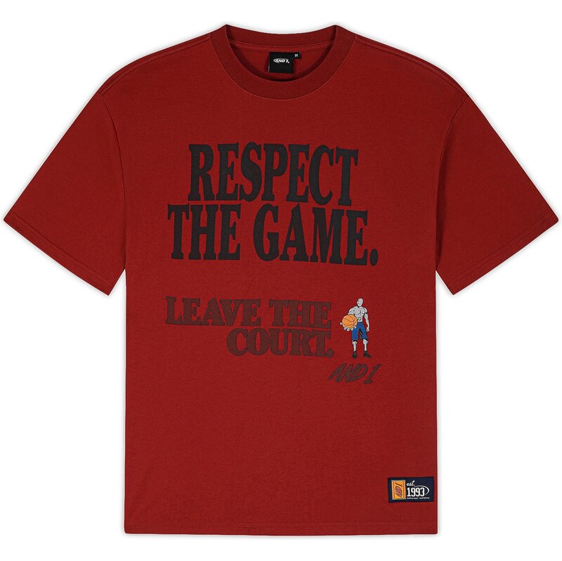 AND1 Tričko Respect The Game burgundská červeň / černá 114884765