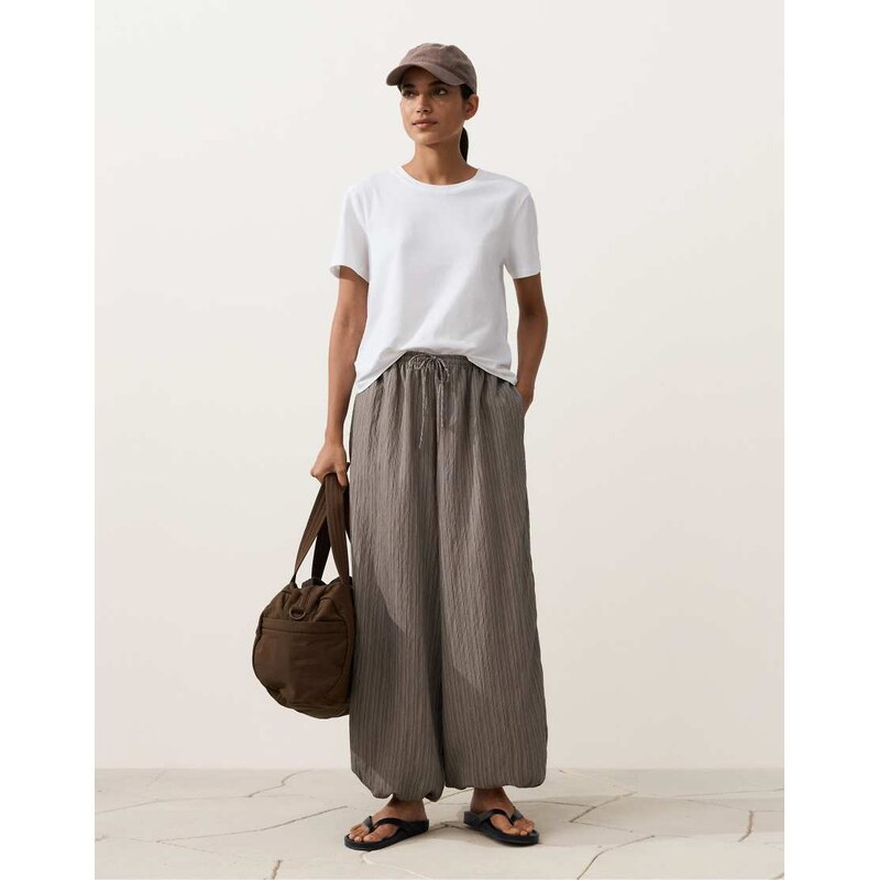 OYSHO Maxi striped bloomer trousers in grey 114885434