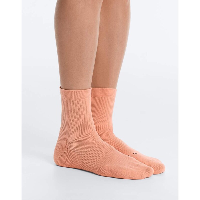 OYSHO 2 pairs of polyamide blend quarter running socks in coral-Orange 114885444