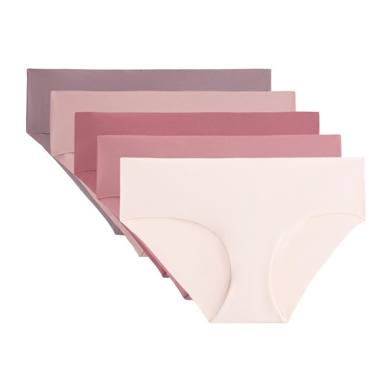 OYSHO 5 invisible polyamide blend hipster briefs in dusty pink 114885446