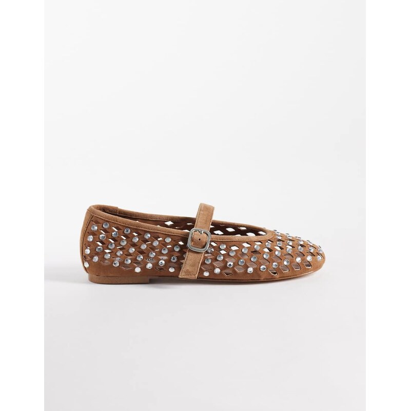 Steve Madden Rerun woven ballet flats in chestnut suede-Brown 114958813