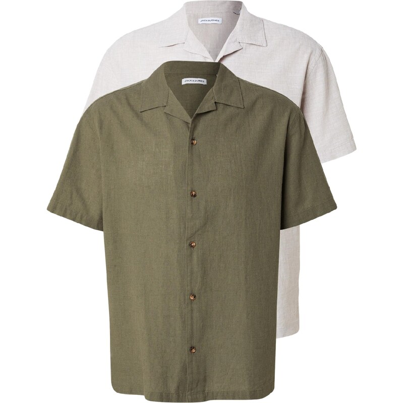 JACK & JONES Košile JJESUMMER starobéžová / bílá