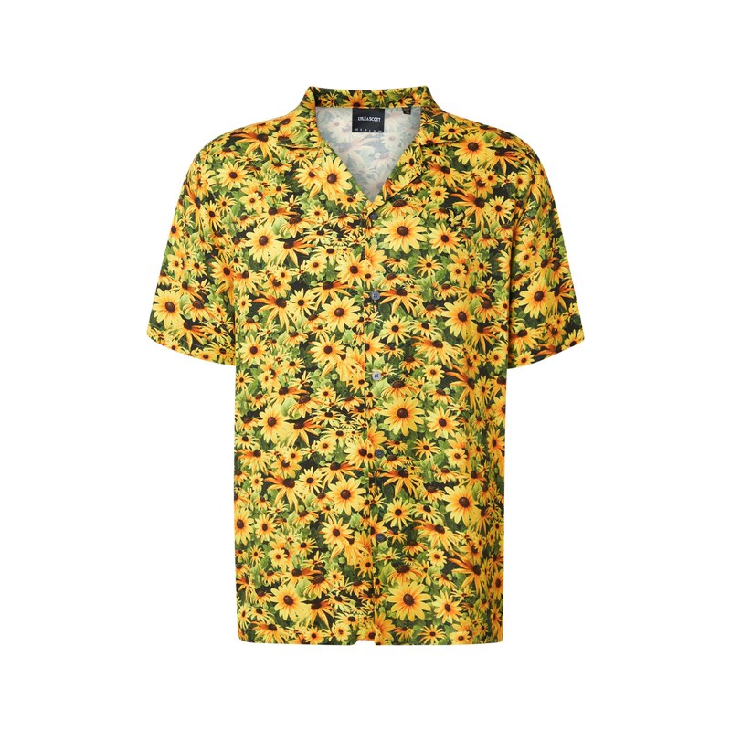 Lyle & Scott Košile Wild Garden tmavě hnědá / žlutá / tmavě